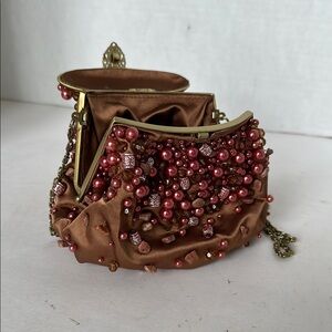 Elegant  light Brown Beaded Evening Bag